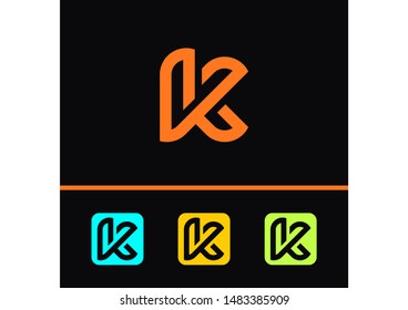 Initial K modern vector logo with various colors