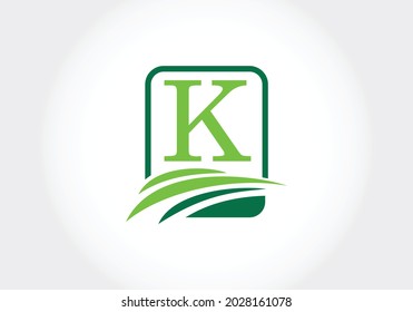 Initial K monogram alphabet with agriculture. agriculture logo design vector template. Font emblem. Modern vector logo for business and company identity