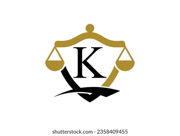  Alfabeto monograma K inicial con símbolo de signo de escala de ley.
Abogado, Legal, Servicio de Abogados, Oficina Jurídica, Escala, Plantilla de Logo