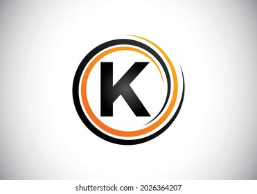 Initial K monogram alphabet in the spiral. Swirl spiral infinity logo design. Font emblem.  Modern vector logo for the business, and company identity