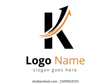Initial K monogram alphabet symbol design incorporated with the arrow. Financial Logo Template With Marketing Growth Arrow Logo for accounting business and company identity