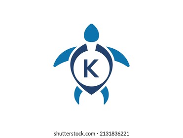 Initial K monogram alphabet with Turtle. turtle logo design vector template. Font emblem. Modern vector logo for business and company identity
