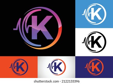 Initiales K-Monogramm mit gesundem Puls. Herzschlag Logo-Design. Logo für medizinische oder gesundheitliche Zwecke