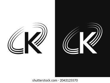 Letra inicial de K monograma con diseño de símbolo de signo de swoosh And Abstract. Logo vectorial moderno para identidad empresarial y de empresa. ilustración de stock