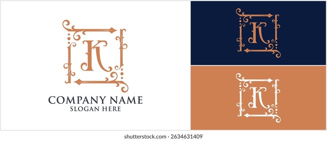 initial K monogram logo, wedding and Fashion logo design, Vector illustration