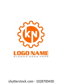 Initial K & N gear logo template vector