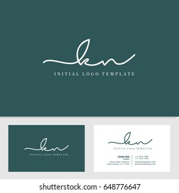 initial K N hand drawing logo template vector