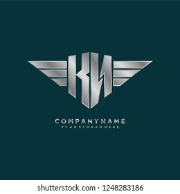 Initial K N wing logo template vector