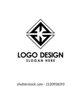 Initial k on box logo design template concept