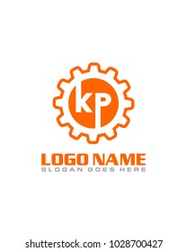 Initial K & P gear logo template vector