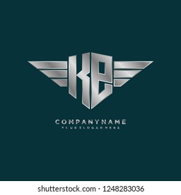 Initial K P wing logo template vector