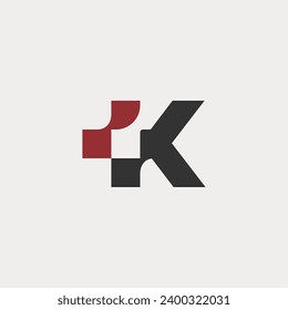 K inicial con logotipo médico más icono. Usable para empresas, ciencias, atención de la salud, medicina, hospital y diseño de letras para médicos vectores