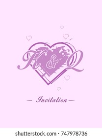 Initial K & Q wedding invitation logo template vector