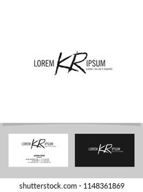 Initial K R brush logo identity vector template