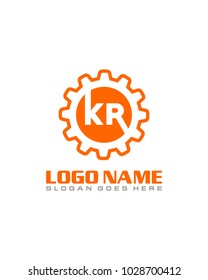 Initial K & R gear logo template vector
