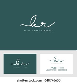 initial K R hand drawing logo template vector