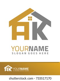 Initial A & K real estate logo template vector
