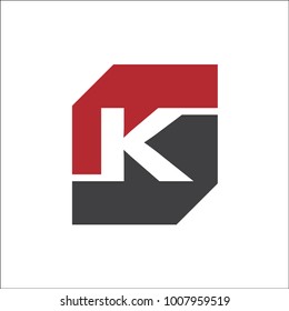 initial K rectangle logo vector Template