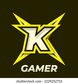 Initial K simple esport logo design element, gamer logo, star icon, sword gamer, shuriken logo