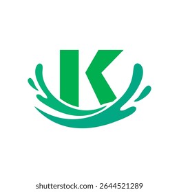 Initial K splash water simple creative logo design template