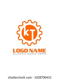 Initial K & T gear logo template vector