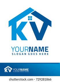 Initial K & V real estate logo template vector