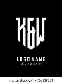 Initial K & W abstract shield logo template vector