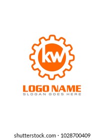 Initial K & W gear logo template vector