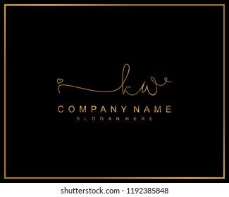 Initial K W handwriting logo template vector