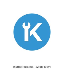 Initial K wrench logo design template, repair and service logo concept