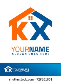 Initial K & X real estate logo template vector