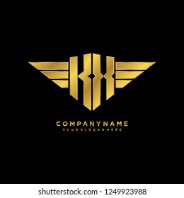 Initial K X wing logo template vector