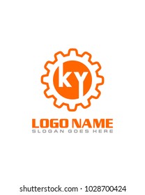 Initial K & Y gear logo template vector