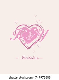 Initial K & Y wedding invitation logo template vector