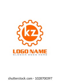 Initial K & Z gear logo template vector