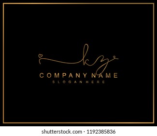 Initial K Z handwriting logo template vector