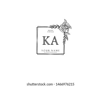 Initial KA beauty monogram and elegant logo design, handwriting logo of initial signature, wedding, fashion, floral and botanical with creative template.