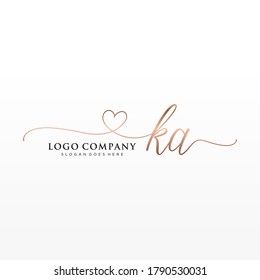 Initial KA beauty monogram and elegant logo design, handwriting logo of initial signature, wedding, fashion, floral and botanical with creative template.