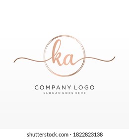 Initial KA beauty monogram and elegant logo design, handwriting logo of initial signature, wedding, fashion, floral and botanical with creative template.