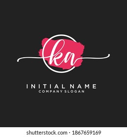 Initial KA beauty monogram and elegant logo design, handwriting logo of initial signature, wedding, fashion, floral and botanical with creative template.