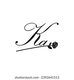 Initial KA handwriting flower typography ornament modern