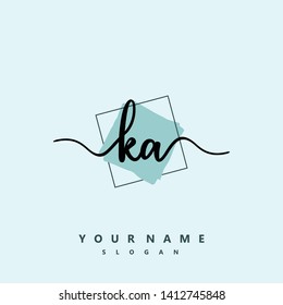 Initial KA handwriting logo template vector