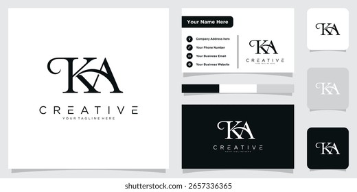 Vector inicial del diseño del logotipo de la letra de KA con diseño de la tarjeta de visita