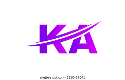 Initial KA letter Logo With Swoosh Design Graphic Vector Template for Business and Company Identity.