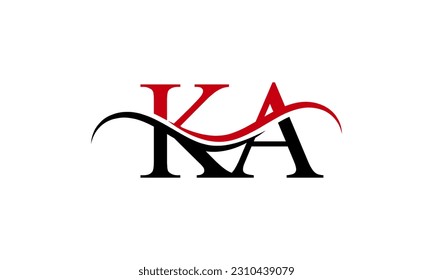 Initial KA letter Logo With Swoosh Design Graphic Vector Template for Business and Company Identity.