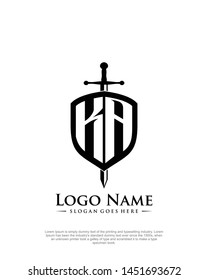 initial KA letter with shield style logo template vector