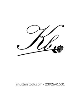 Ornamento de tipografía de flores de escritura manuscrita de KB inicial moderno