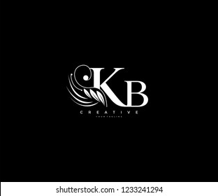 Initial KB letter luxury beauty flourishes ornament monogram logo