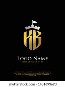 initial KB letter with shield style logo template vector