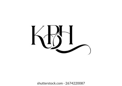 Diseño inicial del logotipo de la letra KBH. Diseño elegante del logotipo del monograma con los Elementos decorativos y la tipografía